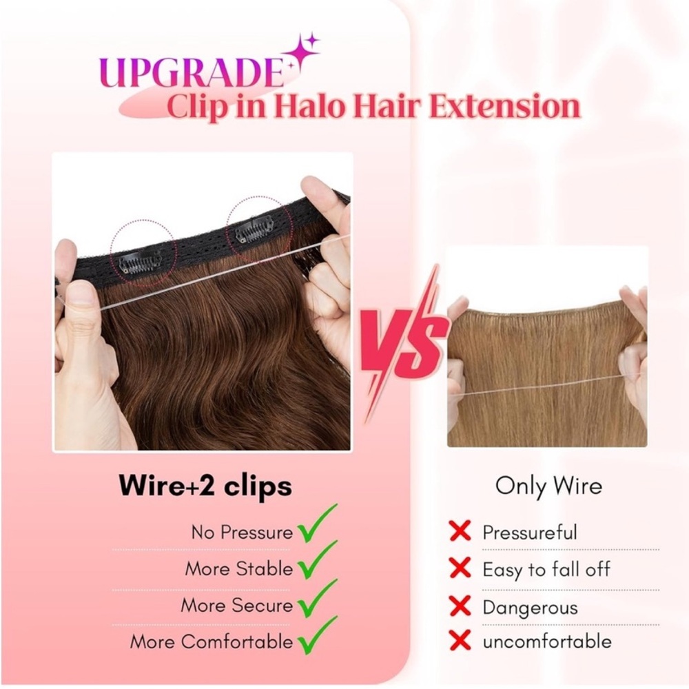 Medium Brown Human Hair Hidden Halo 11 Inch Wavy Hair Extensions - Picture 11 of 15